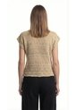 Camiseta Manga Sisa Tejido Crochet Tabaco Para Mujer de Belife