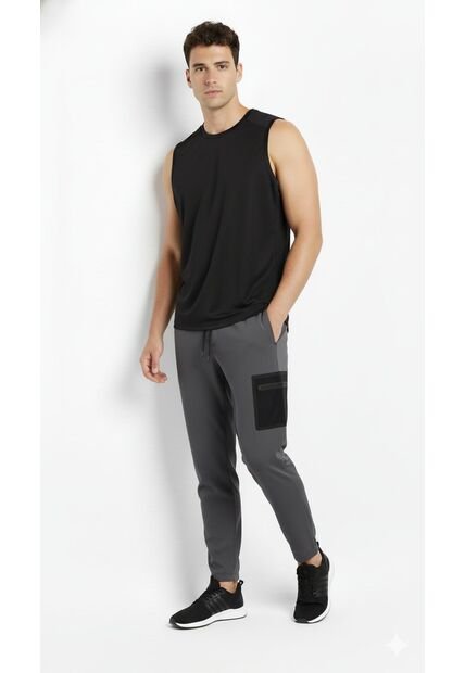 Camiseta Deportiva Manga Sisa Negra Para Hombre