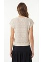 Camiseta Manga Sisa Tejido Crochet Crudo Para Mujer de Belife