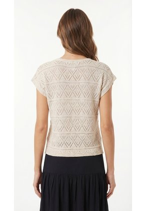 Camiseta Manga Sisa Tejido Crochet Crudo Para Mujer