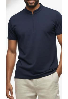 Camiseta Polo Azul Cuello Nerú Para Hombre