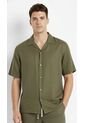 Camisa Verde En Lino Para Hombre de Belife