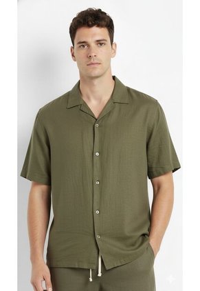Camisa Verde En Lino Para Hombre