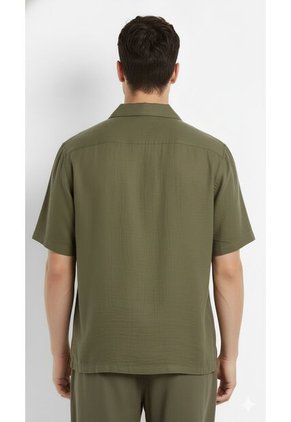 Camisa Verde En Lino Para Hombre