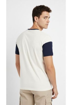 Camiseta Manga Corta Con Bloques Azul Para Hombre