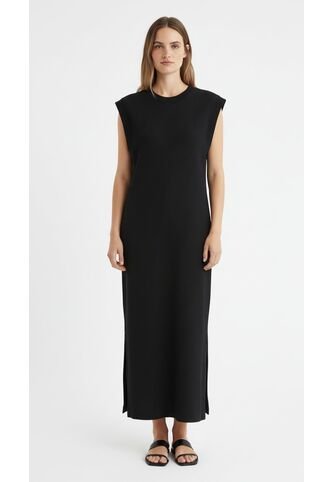 Vestido Negro En Rib Para Mujer Belife