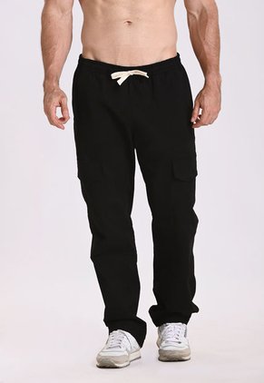 Pantalón Cargo Negro En Algodón Para Hombre