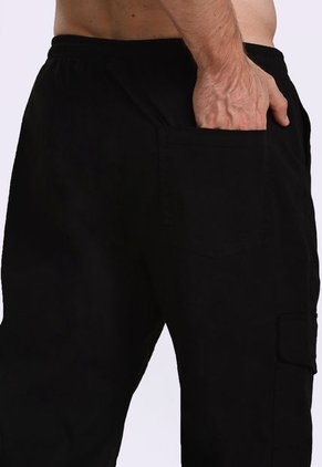Pantalón Cargo Negro En Algodón Para Hombre