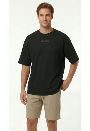 Camiseta Manga Corta Negra Oversize Para Hombre
