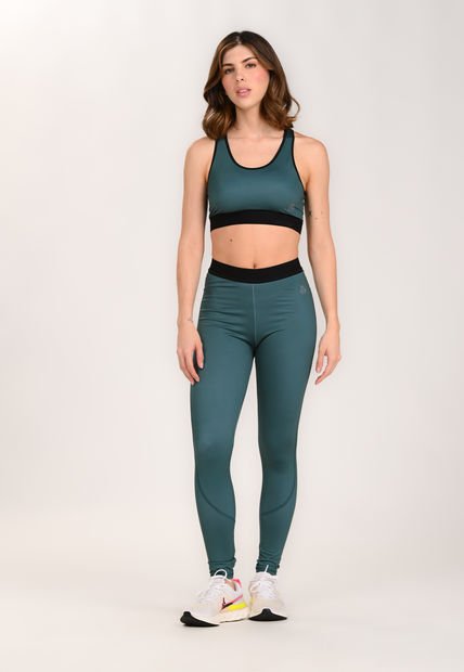 Legging Verde Con Cortes Y Elástico Para Mujer