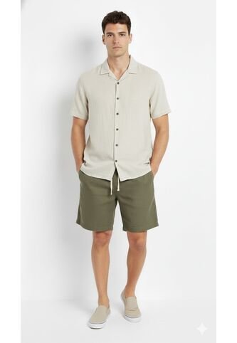 Bermuda Verde En Lino Para Hombre Belife