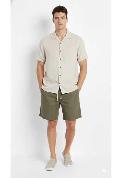 Bermuda Verde En Lino Para Hombre