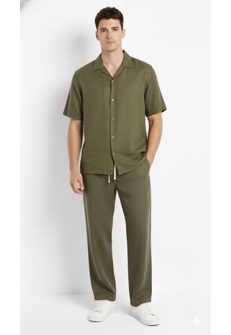 Pantalón Slim Verde En Lino Para Hombre Belife