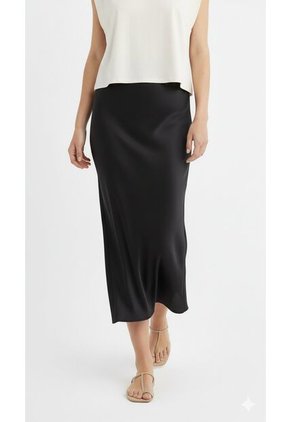 Falda En Satín Negra Para Mujer