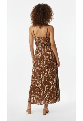 Vestido Largo Café Estampado Para Mujer