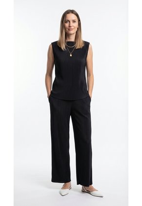 Pantalón Negro Plisado Para Mujer