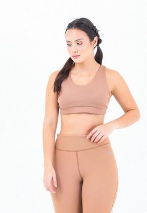 Top Deportivo Café Taupe Con Cargaderas Cruzadas Para Mujer Belife