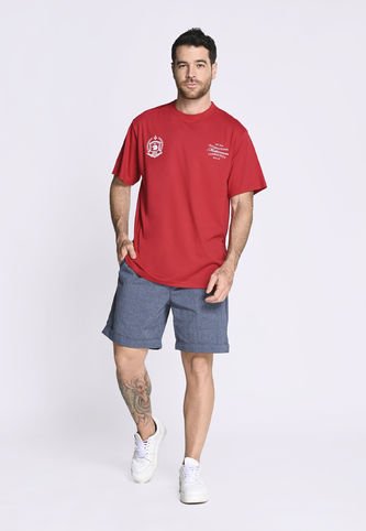 Bermuda Regular Azul Para Hombre En Algodón Belife