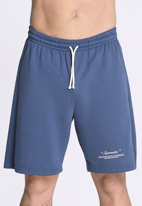 Bermuda Teñida Azul Para Hombre En Poliéster