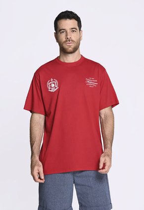 Camiseta Manga Corta Estampada Rojo Para Hombre En Poliéster
