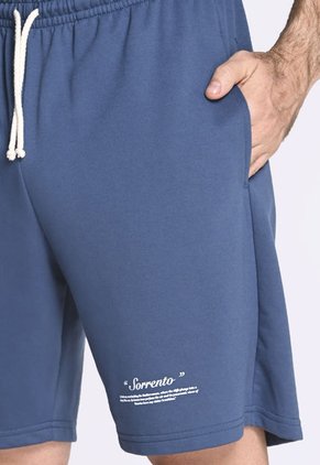 Bermuda Teñida Azul Para Hombre En Poliéster