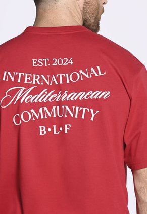 Camiseta Manga Corta Estampada Rojo Para Hombre En Poliéster