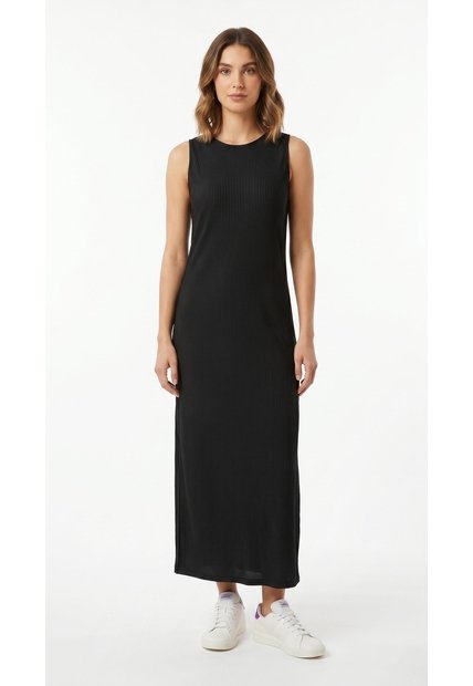 Vestido Largo Negro Ajustado Para Mujer