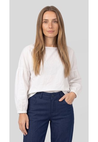 Camiseta Ivory Manga Larga Con Abertura En Espalda Para Mujer Belife