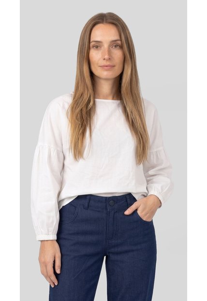 Camiseta Ivory Manga Larga Con Abertura En Espalda Para Mujer