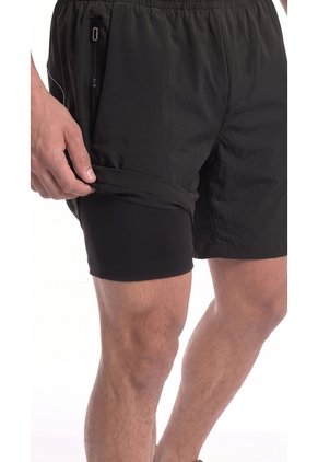 Pantaloneta Deportiva Negra Con Ciclista Interno Para Hombre