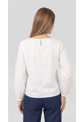 Camiseta Ivory Manga Larga Con Abertura En Espalda Para Mujer