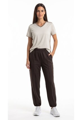 Pantalón Deportivo Café Con Bota Ajustable Para Mujer