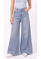 Jean Wide Leg Claro Con Cortes Verticales Para Mujer de Belife
