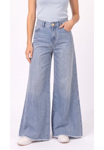 Jean Wide Leg Claro Con Cortes Verticales Para Mujer Belife