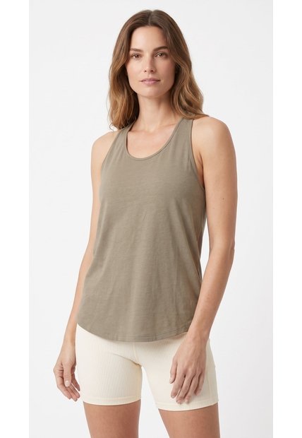 Camiseta Deportiva Taupe Manga Sisa Para Mujer