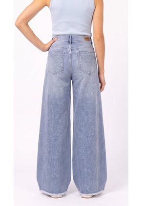 Jean Wide Leg Claro Con Cortes Verticales Para Mujer