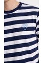 Camiseta De Rayas Azul Oscuro Para Hombre de Belife