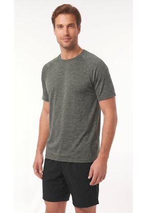 Camiseta Deportiva Gris Raglán Para Hombre