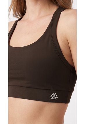 Top Deportivo Chocolate Con Tiras Cruzadas Para Mujer