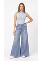 Jean Wide Leg Claro Con Cortes Verticales Para Mujer de Belife