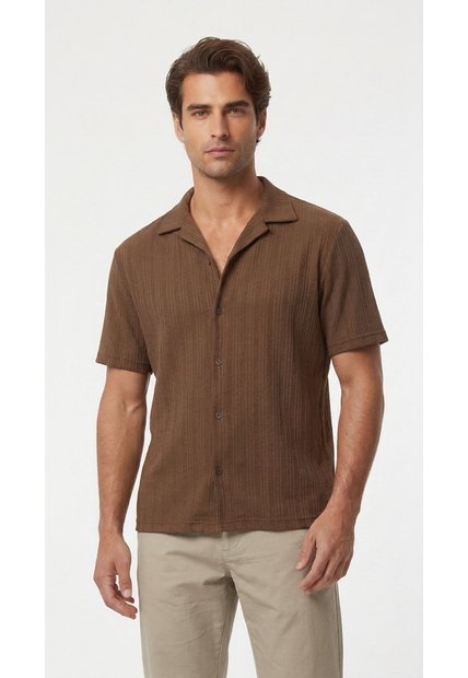 Camisa Café Cuello Resort Para Hombre
