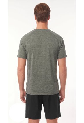 Camiseta Deportiva Gris Raglán Para Hombre