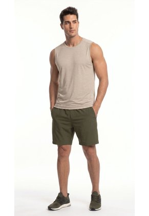Pantaloneta Deportiva Verde Oscuro Con Ciclista Interno Para Hombre