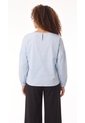 Camiseta Azul Claro Manga Larga Con Abertura En Espalda Para Mujer de Belife