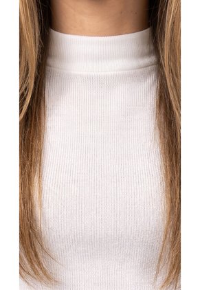 Camiseta Ivory Manga Sisa Con Cuello Alto Para Mujer