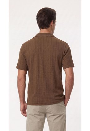 Camisa Café Cuello Resort Para Hombre