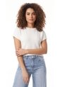 Camiseta Ivory Manga Rodada Con Textura Para Mujer de Belife