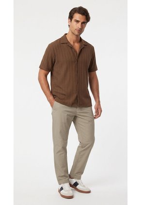 Camisa Café Cuello Resort Para Hombre