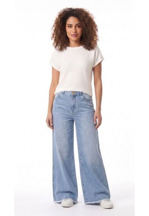 Camiseta Ivory Manga Rodada Con Textura Para Mujer