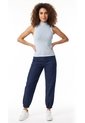 Camiseta Azul Claro Manga Sisa Con Cuello Alto Para Mujer de Belife